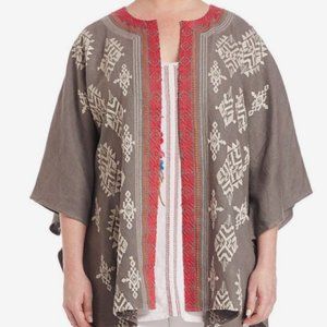 JOHNNY WAS size XL linen embroidered kimono